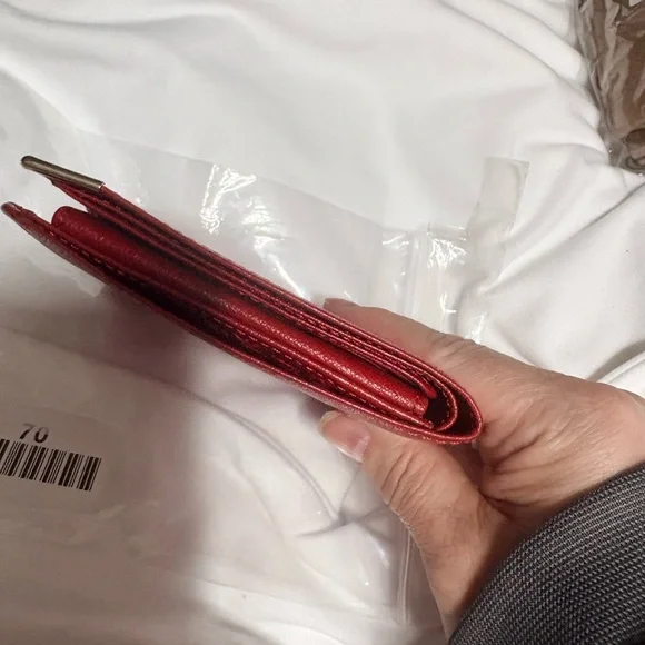 Yves Saint Laurent Red Leather Wallet NOT going lower. Will relist @ $260 soon - Picture 8 of 10